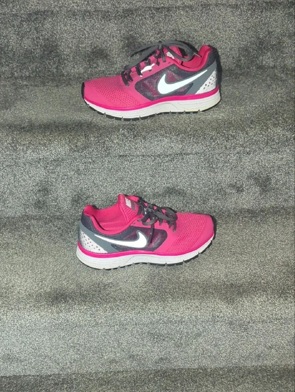 Nike Women's Bright Pink and Gray Running Sneakers